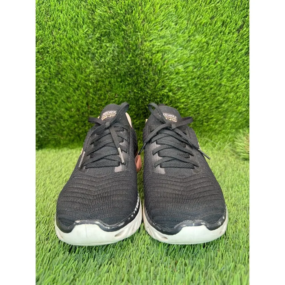 Skechers Glide-Step 149553-BKPK Athletic Sneaker Womens 8 Black Knit Gym Running